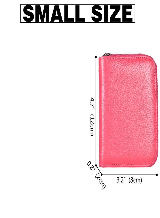 Easyoulife Genuine Leather Credit Card Holder Zipper Wallet With 26 Card Slots (Rose) - Image 4